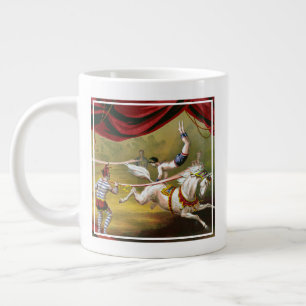 Taza De Café Gigante Poster De Circo Con Acrobat Actuando A Caballo.