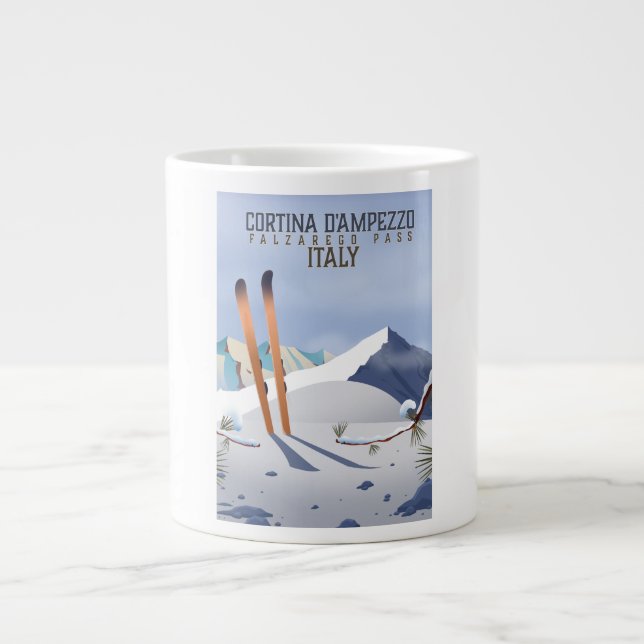 Taza De Café Gigante Poster de esquí Cortina d'Ampezzo Italia Imprimir (Frente)