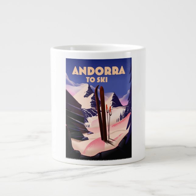 Taza De Café Gigante Poster de esquí de Andorra. (Frente)