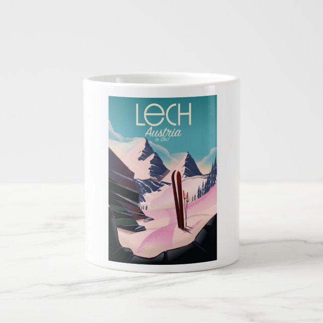 Taza De Café Gigante Poster de esquí de Lech Austria. (Frente)