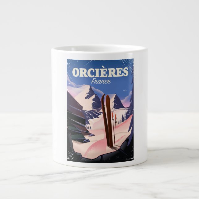 Taza De Café Gigante POSTER de esquí de ORCIÈRES france (Frente)