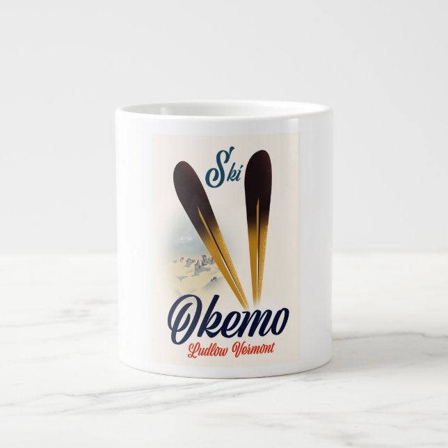 Taza De Café Gigante Poster de esquí Okemo Ludlow Vermont (Frente)