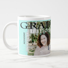 Taza De Café Gigante Poster de graduación con estilo Foto azul