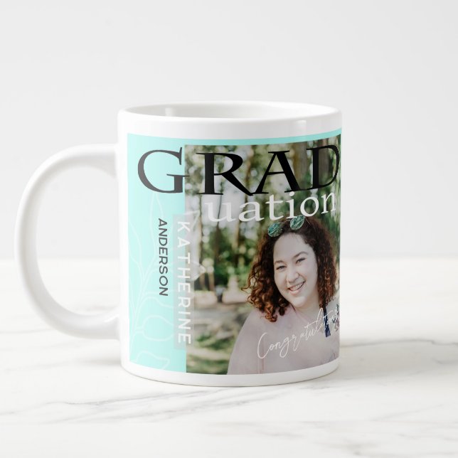 Taza De Café Gigante Poster de graduación con estilo Foto azul (Izquierda)