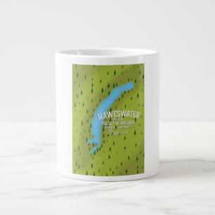 Taza De Café Gigante Póster de mapa de viaje del embalse de Haweswater.