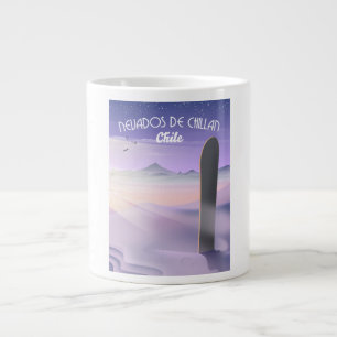 Taza De Café Gigante Póster de snowboard en Nevados de Chillan, Chile.