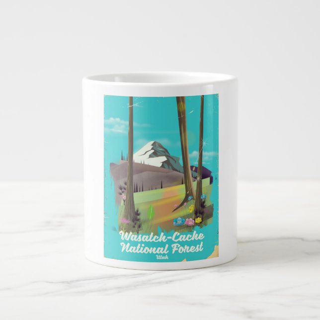Taza De Café Gigante Poster de vacaciones de Wasatch Cache National For (Frente)
