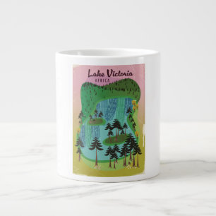 Taza De Café Gigante Póster de viaje africano del lago Victoria