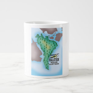 Taza De Café Gigante Póster de viaje de la isla Falster Dinamarca.