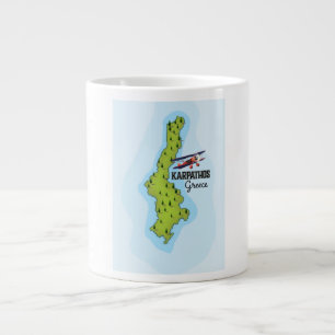 Taza De Café Gigante Póster de viaje ilustrado del mapa griego de Karpa