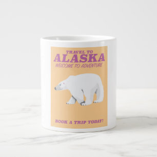 Taza De Café Gigante Póster de viaje vintage del oso polar de Alaska