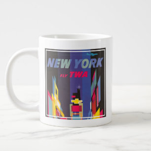 Taza De Café Gigante Poster de Viajes Vintage, Fly Twa, Nueva York