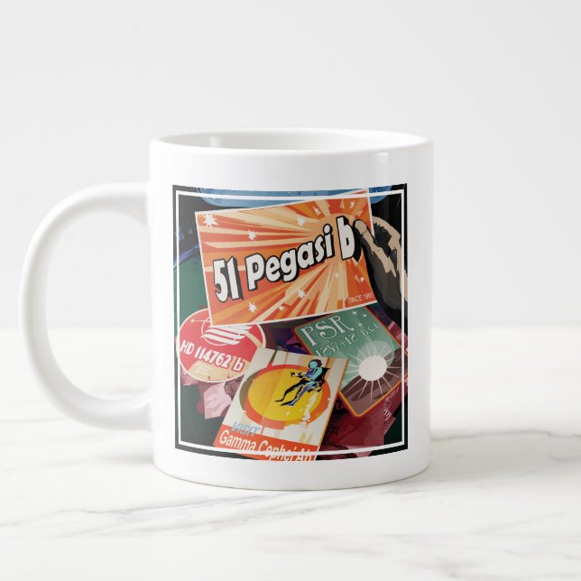 Taza De Café Gigante Poster del espacio retro-Exoplanet Discovery 51 Pe (Izquierda)