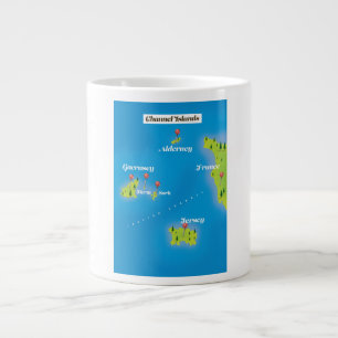 Taza De Café Gigante Poster del mapa de islas del canal.