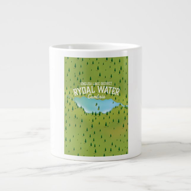 Taza De Café Gigante Póster del mapa de Rydal Water Cumbria (Frente)