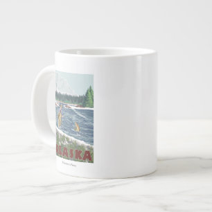 Taza De Café Gigante Poster del viaje del vintage del pescador de