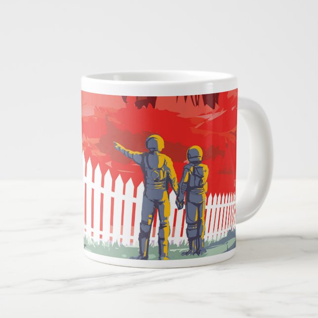 Taza De Café Gigante Poster Retro Espacial De Kepler-186f. (Derecha)