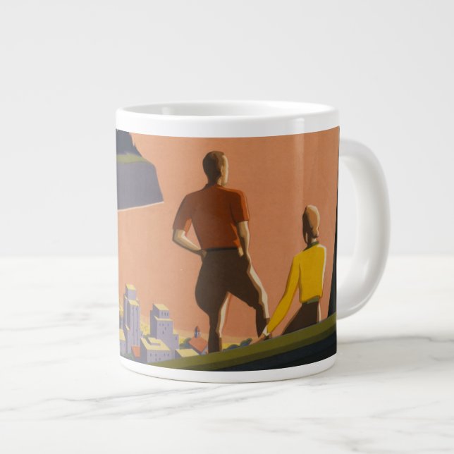 Taza De Café Gigante Poster Viajero Viejo Viajero Mirando Las Montañas (Derecha)