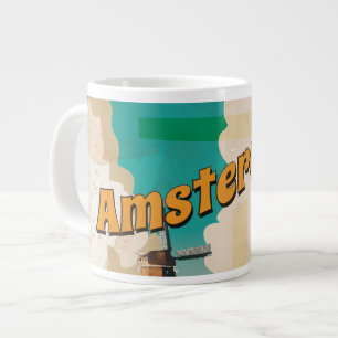 Taza De Café Gigante Póster vintage de viaje a Amsterdam