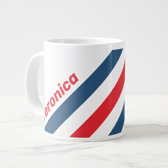 Taza De Café Gigante Postman Nostalgic Stripes with Name (Izquierda)