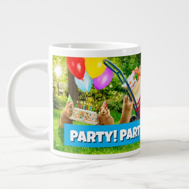 Taza De Café Gigante Prairie Dog Birthday Party (Izquierda)