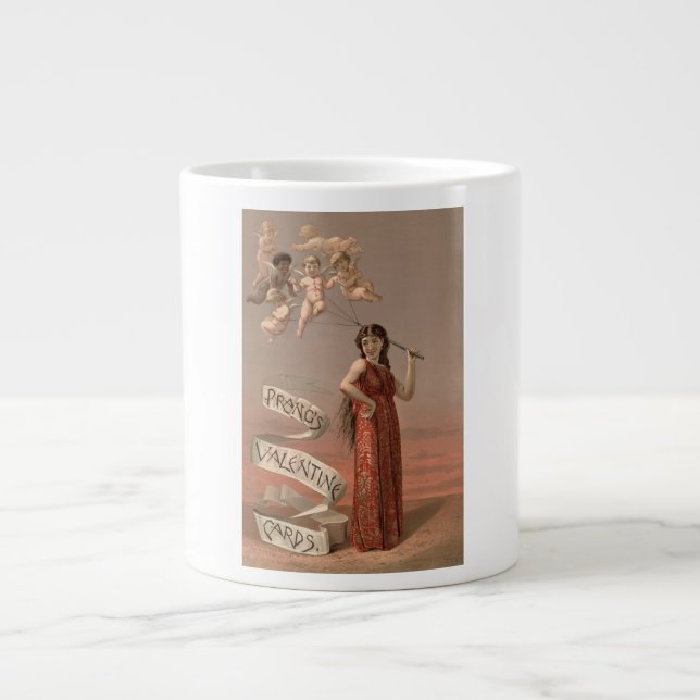 Taza De Café Gigante Prang's Valentine Cards AD, Woman & Cherubs (Frente)