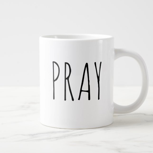 Taza De Café Gigante Pray Black White Farmhouse (Derecha)