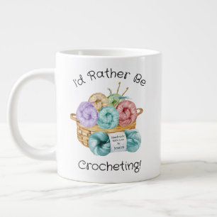 Taza De Café Gigante Prefiero Estar Tejiendo con Ganchillo Personalizad