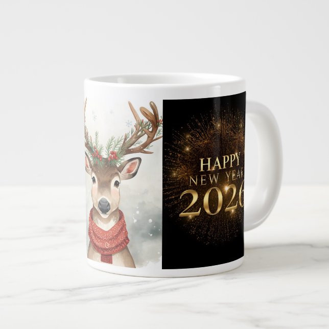 Taza De Café Gigante premium black gold happy new year Specialty mug (Derecha)