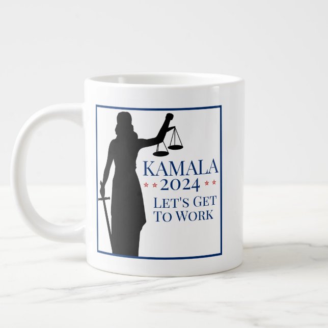 Taza De Café Gigante Presidente de Kamala Harris entra a trabajar en la (Izquierda)