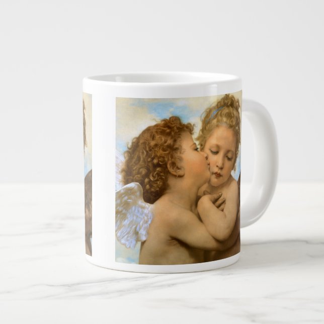 Taza De Café Gigante Primer beso (detalle de ángel) de Bouguereau (Derecha)