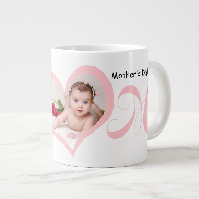 Taza De Café Gigante Primer día de la madre con tazón de foto bebé (Derecha)