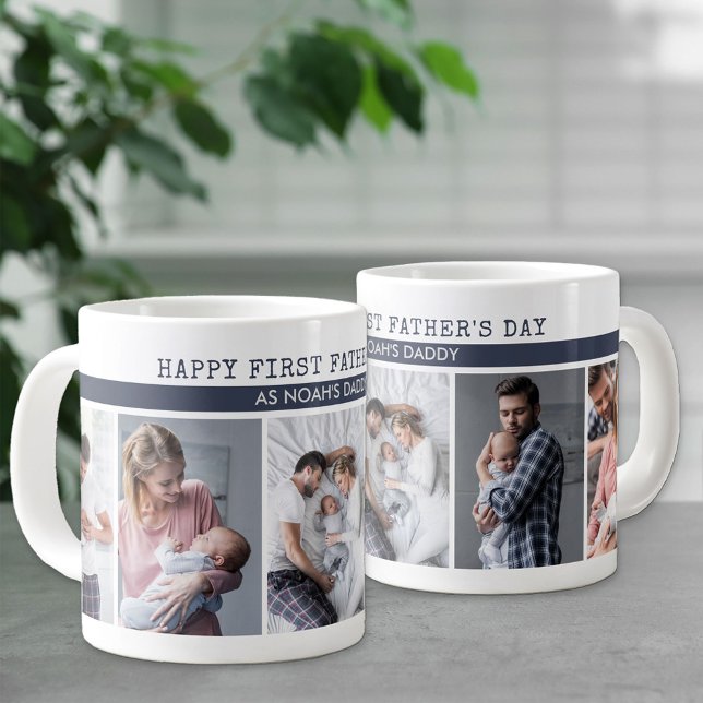 Taza De Café Gigante Primer día del padre como papá - 5 Collages de fot (Subido por el creador)
