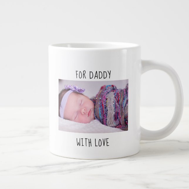 Taza De Café Gigante Primer Día del Padre para Papá con foto y año (Derecha)