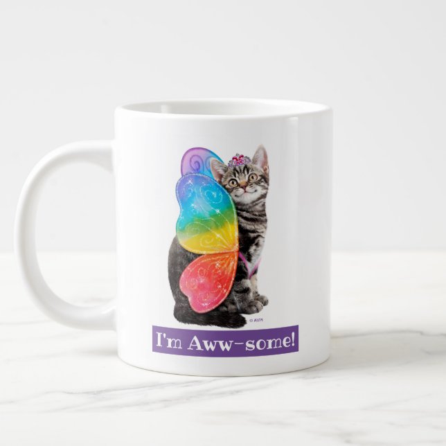 Taza De Café Gigante Princesa Kitten, mariposa arco iris (Izquierda)