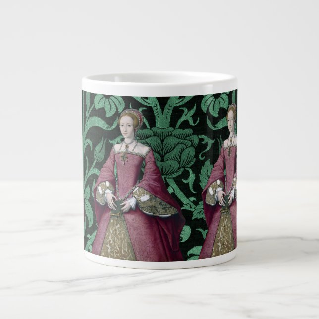 Taza De Café Gigante Princesa Retrato Elizabeth Tudor, Reina (Frente)