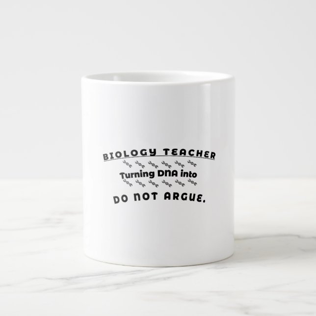 Taza De Café Gigante Profesor de Biología - Convertir el ADN en no disc (Frente)