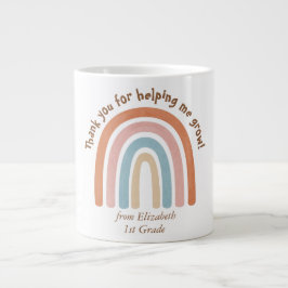 Taza De Café Gigante Profesora de acuarela moderna en arco iris gracias