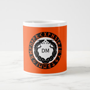 Taza De Café Gigante Protección de runa vikinga de dragón