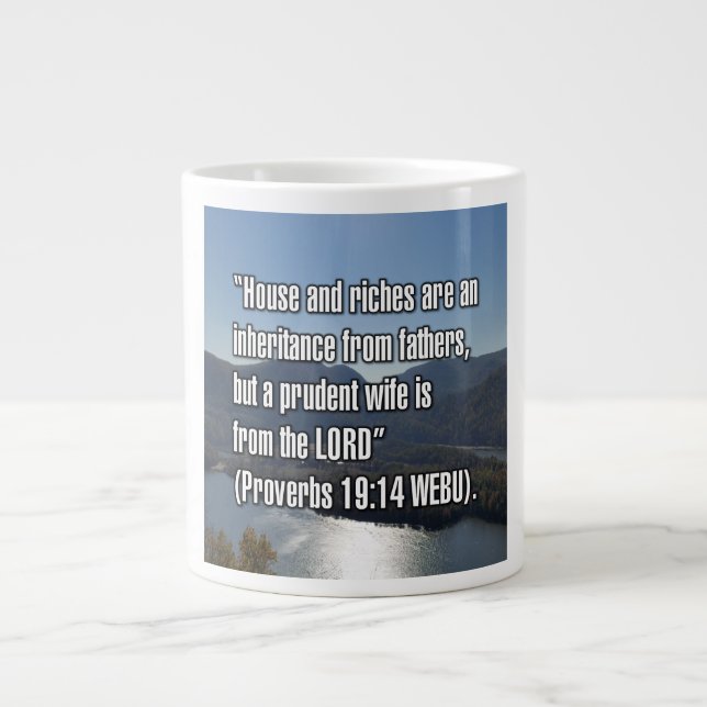 Taza De Café Gigante Proverbios 19:14 WEBU Mug (Frente)