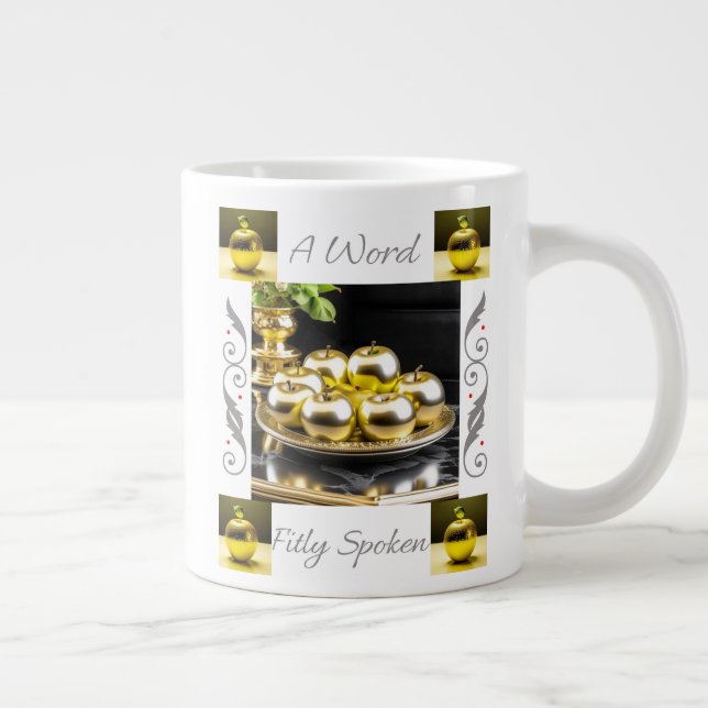 Taza De Café Gigante Proverbios 25:11 Una Palabra Jumbo Mug Hablada Fit (Derecha)