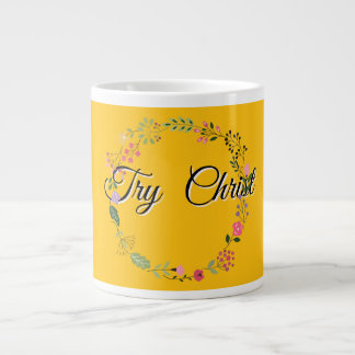 Taza De Café Gigante Prueba Christ Floral Yellow Cristiano