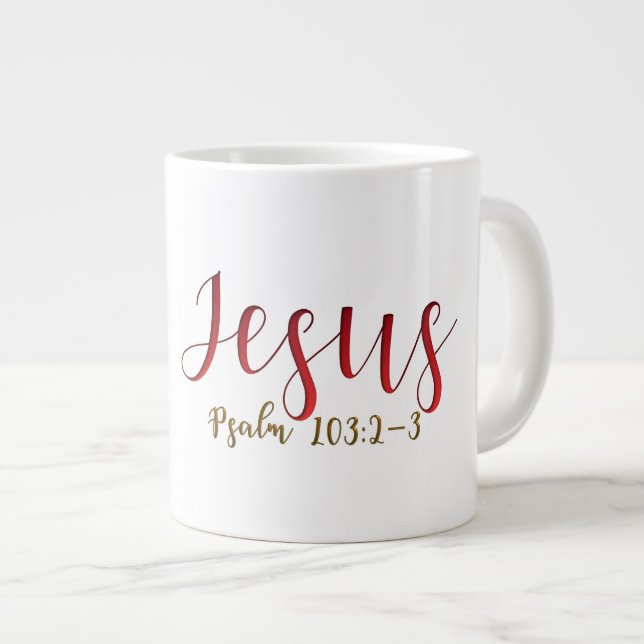 Taza De Café Gigante PSALM 103:2-3 Jumbo Mug (Derecha)