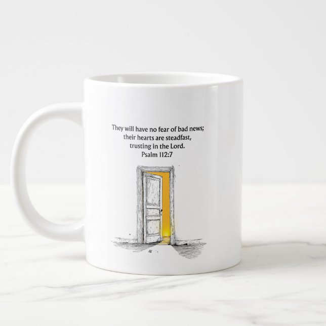 Taza De Café Gigante Psalm 112:7 Bible Verse Christian Gift Mug (Izquierda)