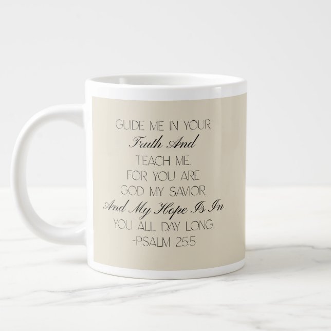 Taza De Café Gigante Psalm 25:5 Hope Bible Verse Mug  (Izquierda)