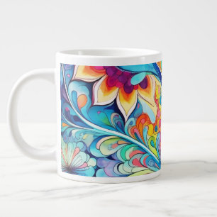 Taza De Café Gigante Psicodélico Retro Hípster 70s 60s