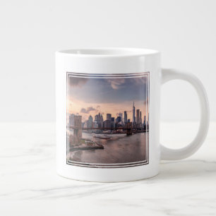 Taza De Café Gigante Puente de Brooklyn y Lower Manhattan