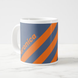 Taza De Café Gigante Puesta de sol retro costera tres rayas con nombre