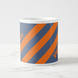 Taza De Café Gigante Puesta de sol retro costera tres rayas con nombre
