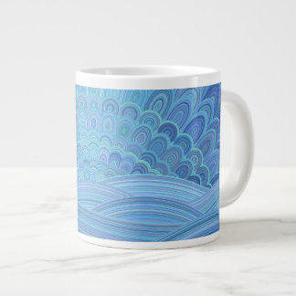 Taza De Café Gigante Puesta del sol azul de la mandala en el océano
